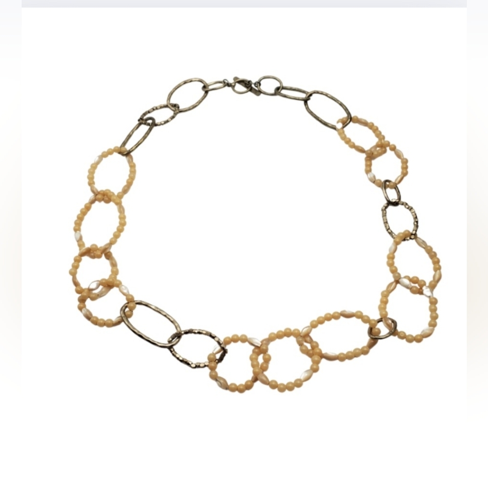 Sigrid Olsen VINTAGE Necklace Statement Mother of Pearl Beads Links Design